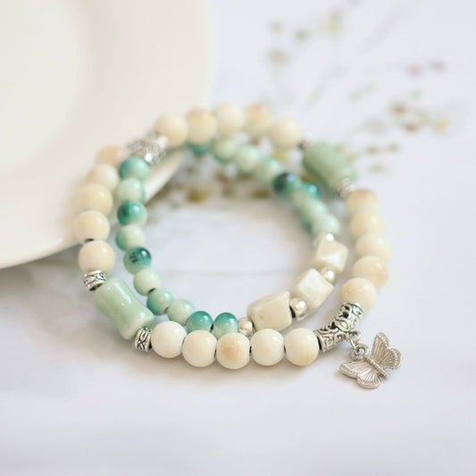 Layered Butterfly Porcelain Bracelet - Fresh Jewelry