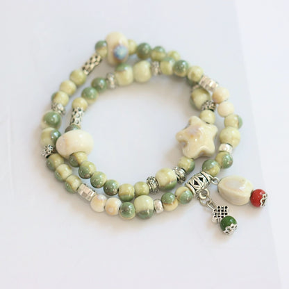 Double-Layer Ethnic Ceramic Bracelet - Versatile Jewelry