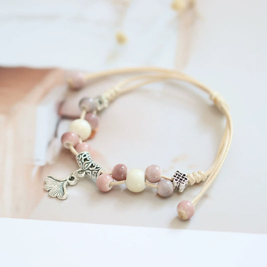 Ginkgo Porcelain Bracelet - Adjustable Neo-Chinese Jewelry