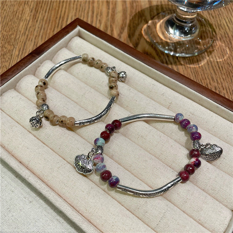 Handmade Porcelain Bracelet for Women - An Ethnic-style, Unique, Light Luxury, and Multicolored Beaded Accessory.