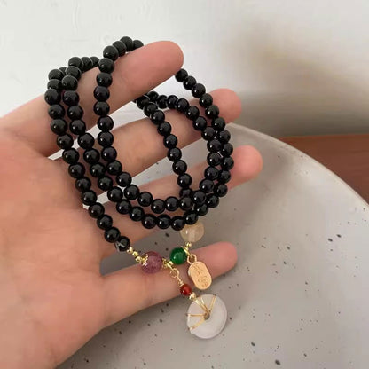 Garnet Peace Knot Bracelet for Women - Unique Vintage Design, Matching BFF Necklace