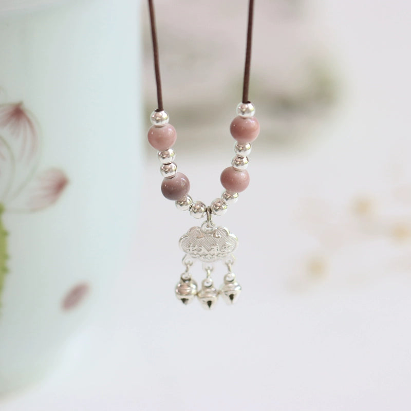 Adjustable Ceramic Pendant Necklace - Collarbone Jewelry