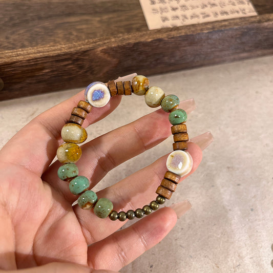 Elegance and Zen Porcelain Bead Bracelet for Women - A High-Aesthetic, Student-Friendly Accessory with Traditional Chinese Charm