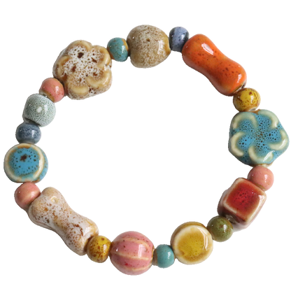 Ethnic Ceramic Beaded Bracelet - Colorful Bohemian Jewelry