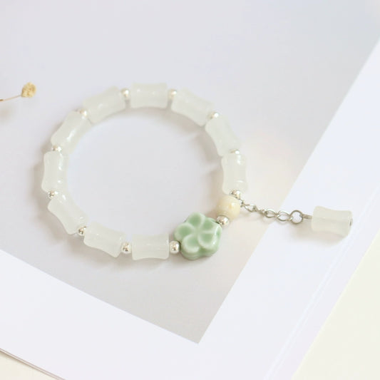 Bamboo-Joint Glass Bracelet - Ceramic Beaded Jewelry
