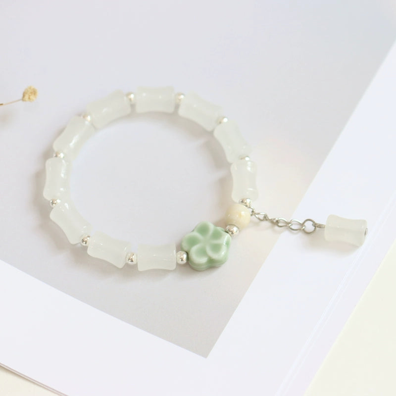 Bamboo-Joint Glass Bracelet - Ceramic Beaded Jewelry