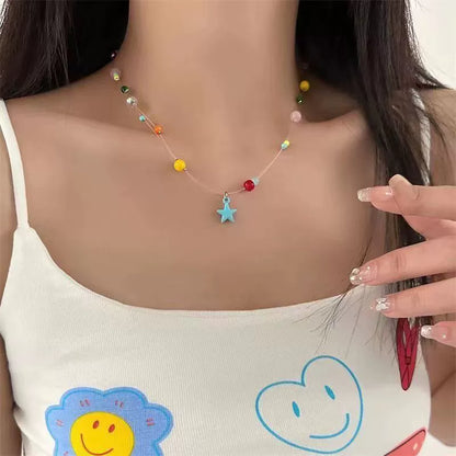 Candy-colored Necklace for Women - The New Summer Arrival of a Girlish Multicolored Bead Necklace