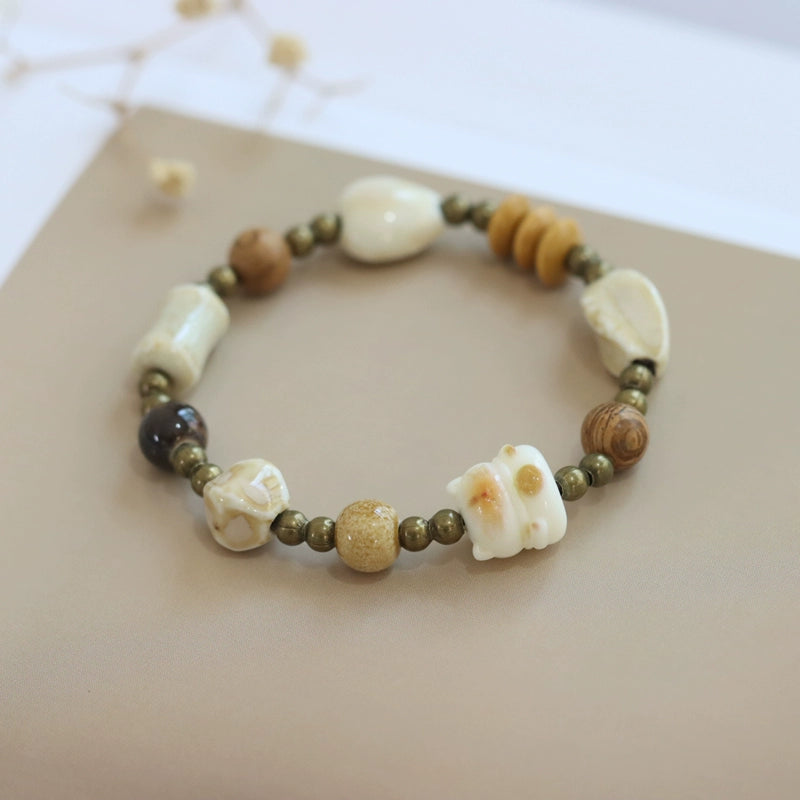 Ethnic Maneki-Neko Bracelet - Ceramic Fortune Jewelry