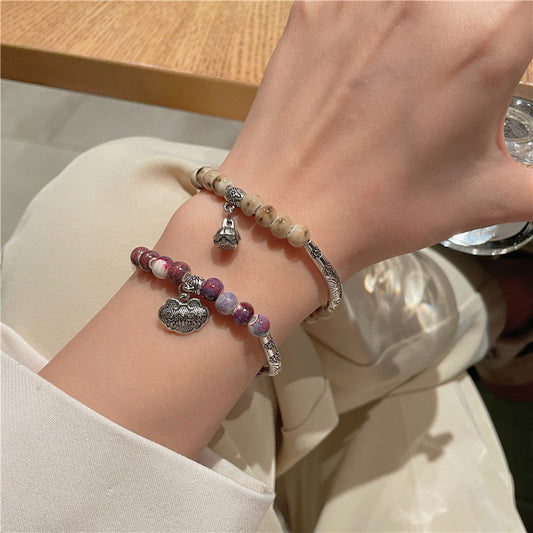 Handmade Porcelain Bracelet for Women - An Ethnic-style, Unique, Light Luxury, and Multicolored Beaded Accessory.