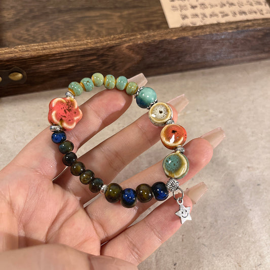 Retro Porcelain Bead Bracelet for Women - A New Chinese-style Natural Stone Accessory
