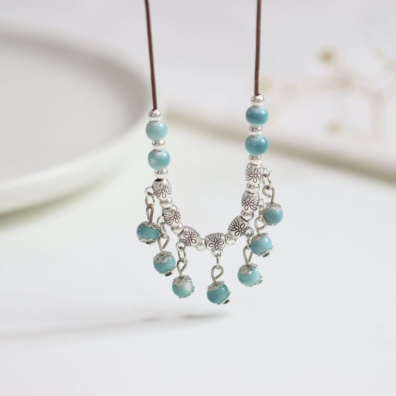 Handcrafted Porcelain Pendant - Oriental Chic