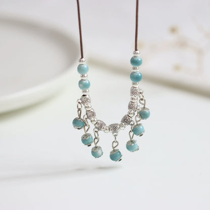 Handcrafted Porcelain Pendant - Oriental Chic
