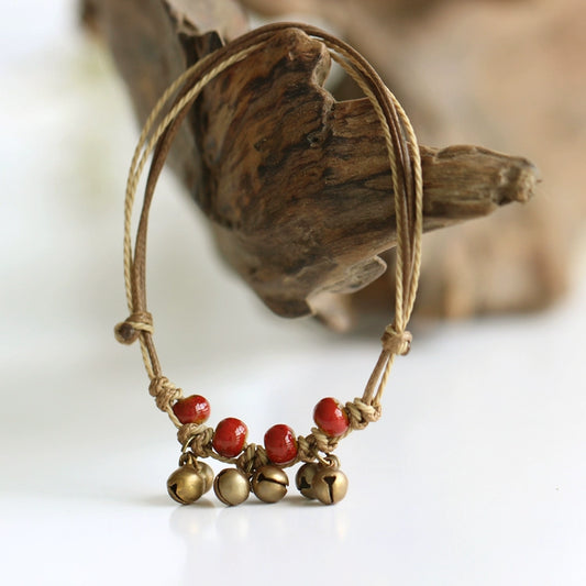 Handmade Ceramic Anklet - Boho Chic Foot Jewelry