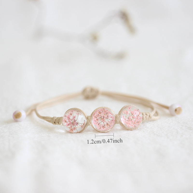 Bohemian Glass Flower Bracelet - Lace-Embellished Floral Charm Jewelry for Couples