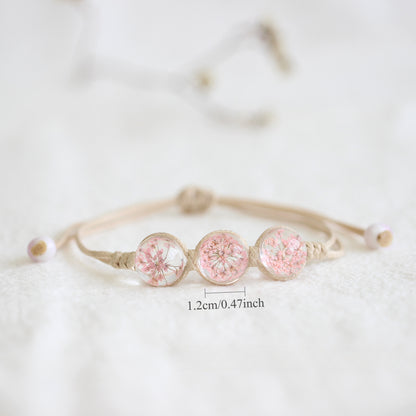 Bohemian Glass Flower Bracelet - Lace-Embellished Floral Charm Jewelry for Couples