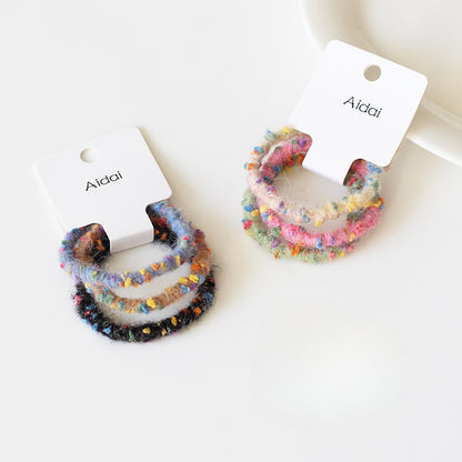 3-Pack Plush Hair Ties - Trendy Elegant Hair Accessory, Elastic Bands for Women's Hair Ties and Holders