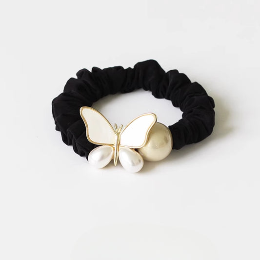 French butterfly hair ring, , head rope, ponytail hair rope, high-quality sense of leather bands, high elasticity and durability