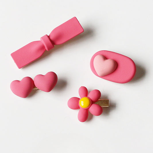 Pink Hair Clip Cute Side Accessory Playful Design For Women Girly Hairpin