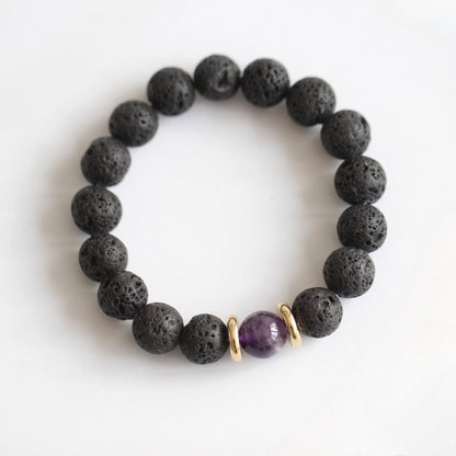 Volcanic Stone & Blue Sandstone Bracelet - Crystal Boho Couple Jewelry