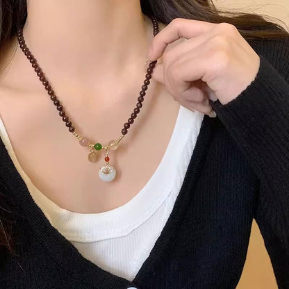 Garnet Peace Knot Bracelet for Women - Unique Vintage Design, Matching BFF Necklace