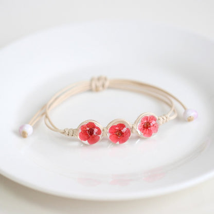 Bohemian Glass Flower Bracelet - Lace-Embellished Floral Charm Jewelry for Couples