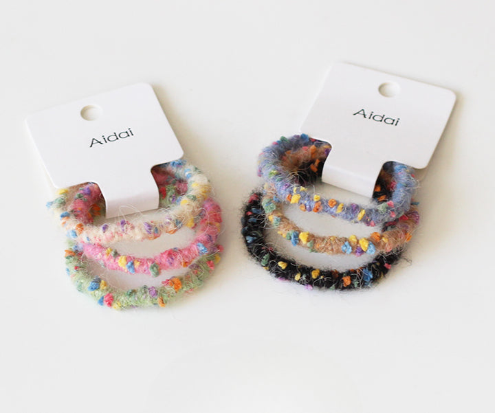 3-Pack Plush Hair Ties - Trendy Elegant Hair Accessory, Elastic Bands for Women's Hair Ties and Holders
