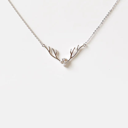 Elegant Antler Necklace - Crystal Rhinestone Alloy Pendant Collarbone Chain for Women