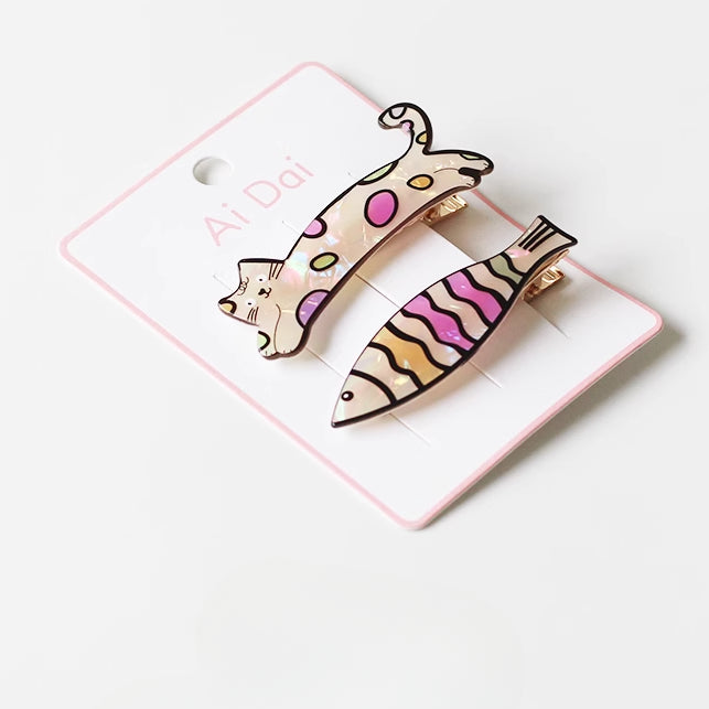 Kitten Bang Hair Clips - Cute Side Clips for Women, New Hairpins and Duckbill Clips