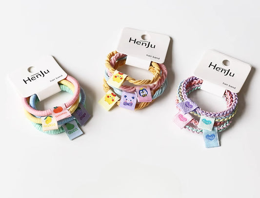 Set Of Four Hair Ties, Cream-Colored And Cute For Women To Tie Hair