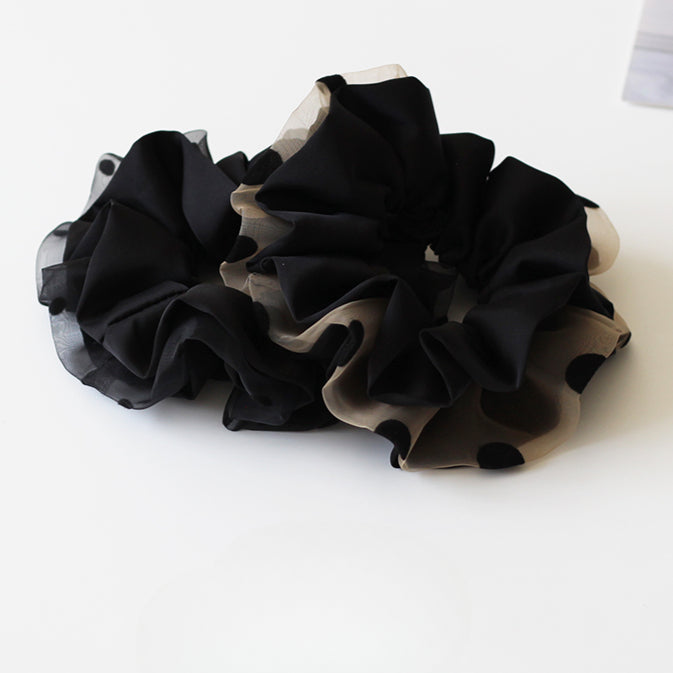 Textured Black Crinkle Hair Tie, High-Elasticity And Durable Hair Accessory.