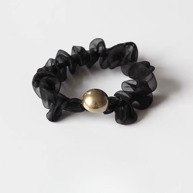 Tulle Pearl Hair Ties - Large Intestine Loops, Bun Hair Bands, Premium Elastic Bands, Durable Hair Ties and French Hair Accessories