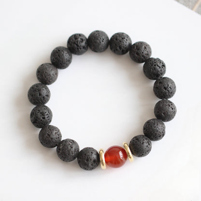 Volcanic Stone & Blue Sandstone Bracelet - Crystal Boho Couple Jewelry