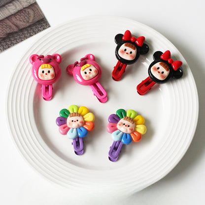 Smiling Girl Hair Clips - 2024 New Cute Bang Clips, Exquisite Side Clips and Hairpins for Forehair