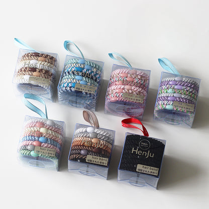 10-Piece Boxed Colorful Woven Hair Tie - Women's Bun Hair Accessory, Trendy Hair Band for Ponytails, Premium and Stylish Hair Accessory