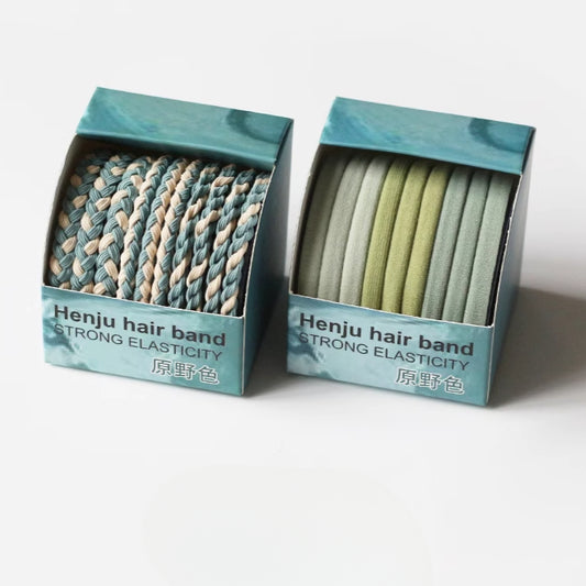 10-piece Boxed Dark-toned Hair Ties, 2024 New Stylish Hair Loops, Simple Small Elastics for Women's Hairstyles