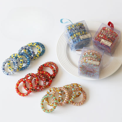 6 Pieces Boxed Coiled Hair Tie Trendy New Elastic Durable Ponytail Band