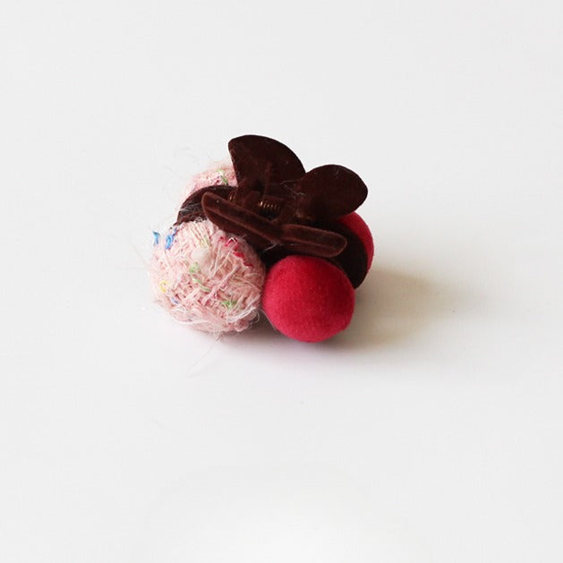 Cherry Pom-Pom Hair Clips, Cute And Stylish For Women To Style Hair In Winter