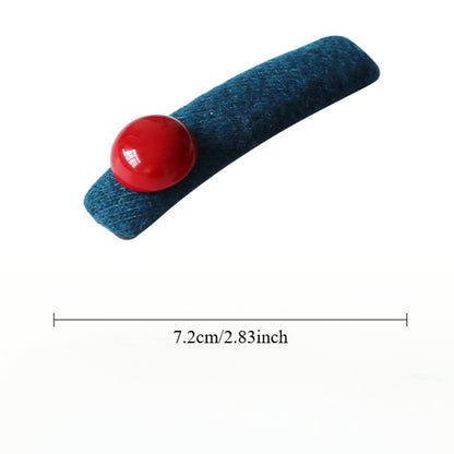 Red Bead Contrasting Hair Clip, Niche Blue Side Hair Accessory for Women