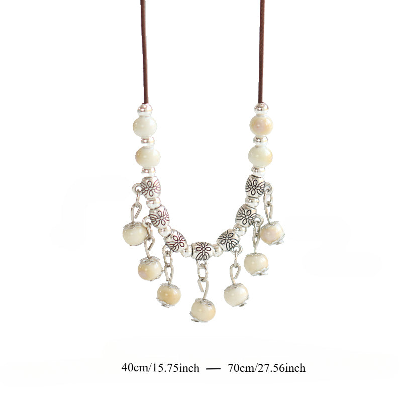 Handcrafted Porcelain Pendant - Oriental Chic