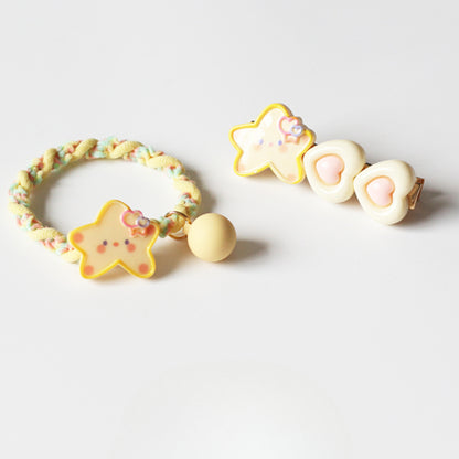 Yellow Star Hair Tie, Cute Trendy Elastic, High Elasticity Durable Hair Loop for Ponytails and Updos