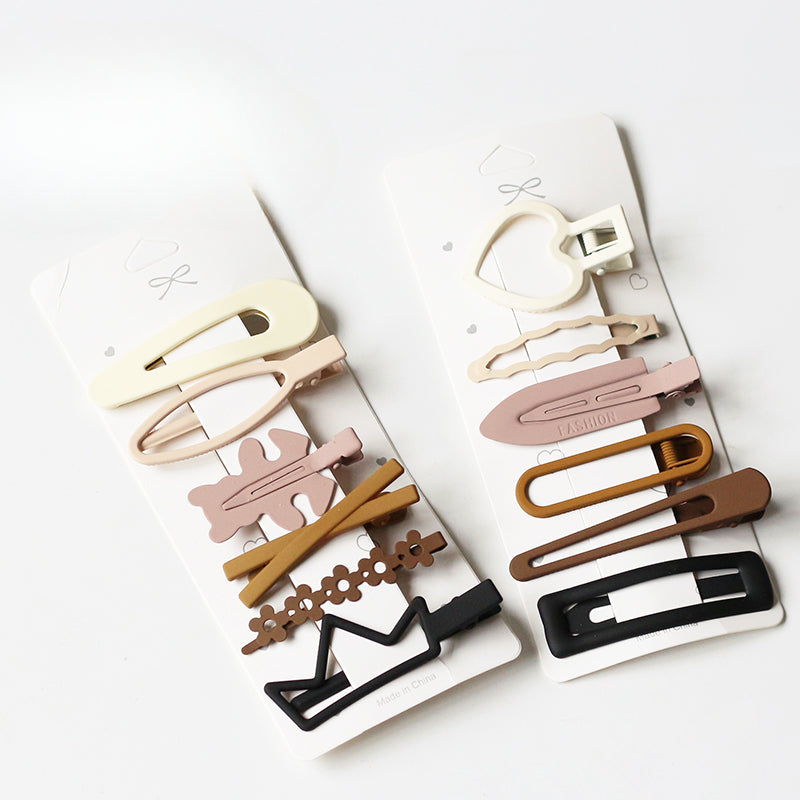 6-Piece Brown Hair Clip Set for Women - Side Clips, 2024 New Minimalist Elegant Hairpins, Bang Clips and Hair Accessories