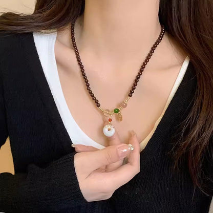 Garnet Peace Knot Bracelet for Women - Unique Vintage Design, Matching BFF Necklace