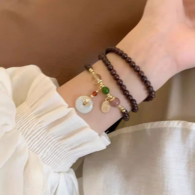 Garnet Peace Knot Bracelet for Women - Unique Vintage Design, Matching BFF Necklace