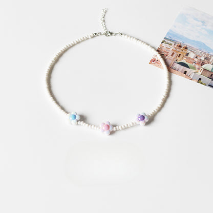 Trendy Rainbow Shell Necklace for Women - TikTok Viral Adjustable Beaded Collarbone Chain