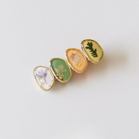 4-Piece Forest-Style Glazed Hairpin Retro Bangs Clip 2024 New Delicate Edge Clip Duckbill Hair Clip