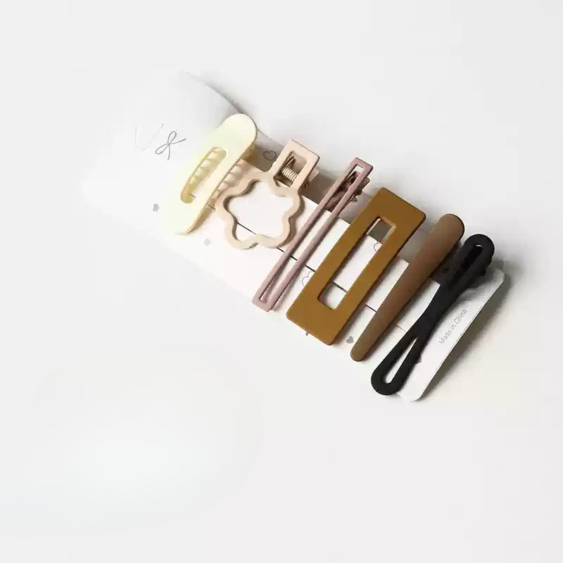 6-Piece Brown Hair Clip Set for Women - Side Clips, 2024 New Minimalist Elegant Hairpins, Bang Clips and Hair Accessories