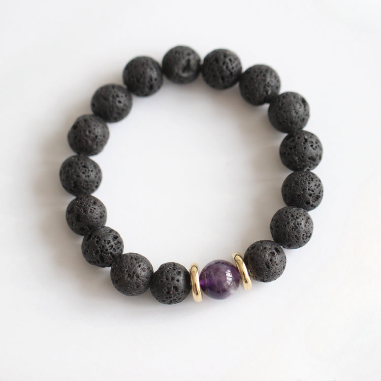 Volcanic Stone & Blue Sandstone Bracelet - Crystal Boho Couple Jewelry