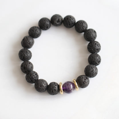Volcanic Stone & Blue Sandstone Bracelet - Crystal Boho Couple Jewelry