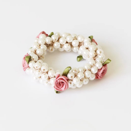 Pearl Rose Hair Tie Stylish Hairband For Women Perfect For Ponytails Elegant And Sophisticated Hair Accessory
