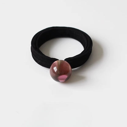 Korean Thick Hair Ties - Towel Loops, Seamless Black Elastic Bands, High Shine Pearl Hair Ties, High Elasticity Hair Accessories